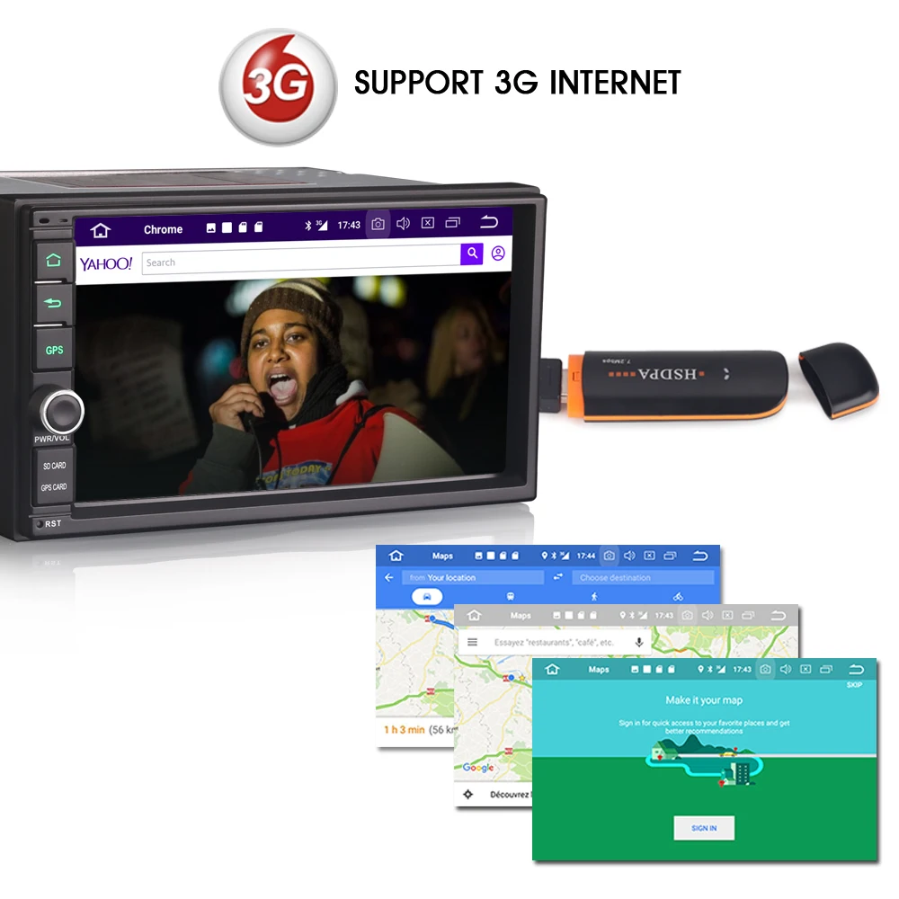 Best 2 Din 7"Universal DAB+ Sat Navi Android 8.0 Autoradio GPS MP3 WiFi OBD2 DVB-T2 DVR 3G USB Bluetooth DTV-IN 3G RDS Car Stereo 4