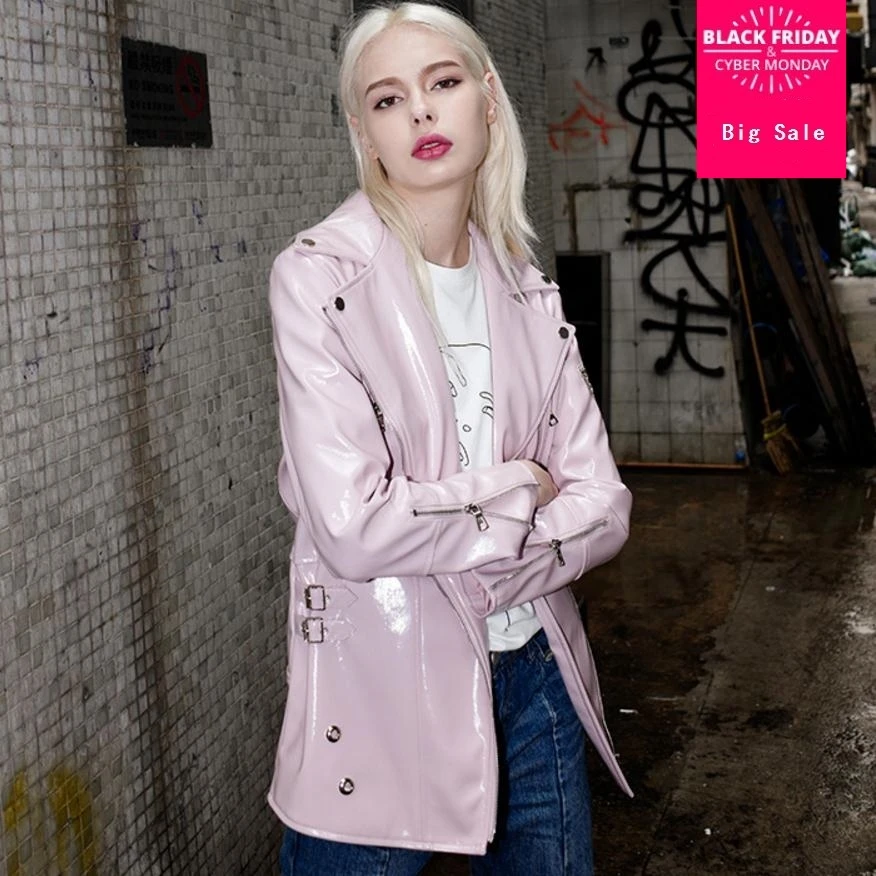 

Autumn fashion brand glossy fabric pu leather jacket fashion brand street style zipper stitching leather jacket wj2874 dropship