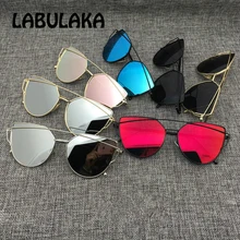 Rojo Ojo de Gato Diseñador de la Marca gafas de Sol de Las Mujeres Planas de Dos Pisos de Metal Marco de La Vendimia Gafas de Sol de Espejo Shades Gafas De Gafas de Sol
