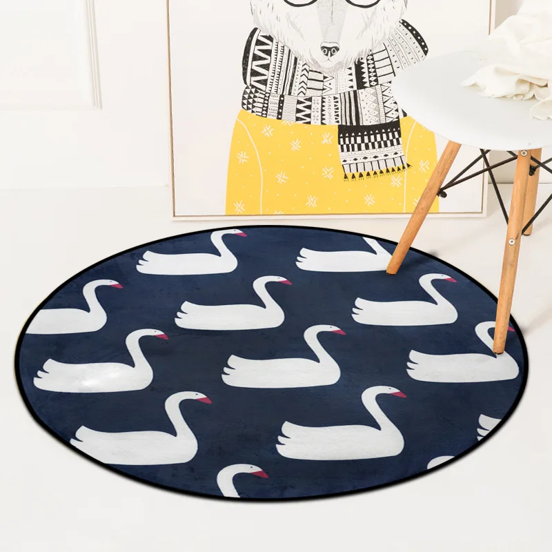 Синий абстрактный лиса круглые ковры для спальни компьютерный коврик на стул и на пол ковер для гостиной мультфильм мягкий ковер для детской комнаты Симпатичные Коврики