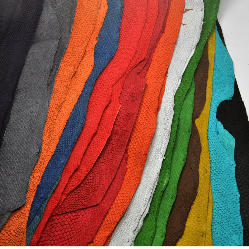 

1pcs Colorful Genuine Salmon fish skin leather piece multi color DIY bag belt shoes accessories 45*10cm