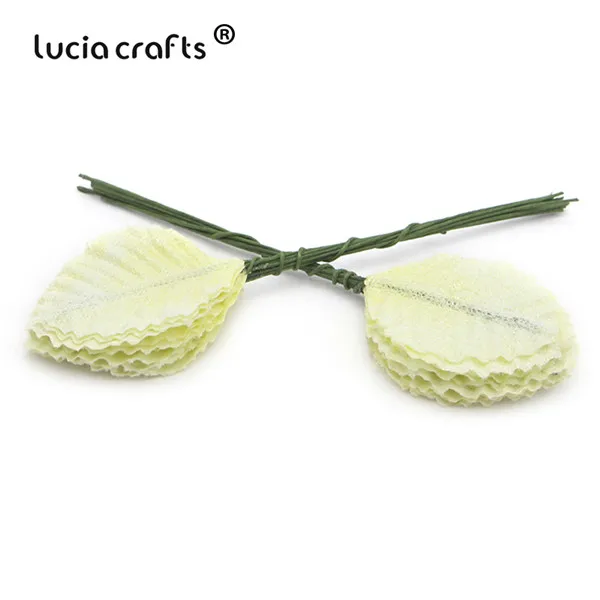 Lucia crafts 50 шт/100 шт искусственные листья флорист Сделай Сам домашний венок для вечеринок Свадебный декор Скрапбукинг Ремесло поддельные цветы A0703 - Цвет: C1 Light Yellow50pcs