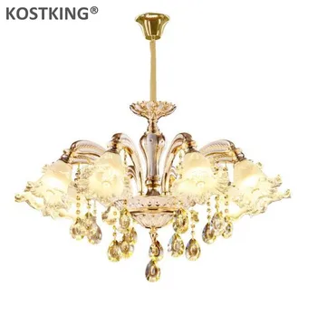 

KOSTKING Gold crystal chandelier k9 led crystal chandelier for dining room lustres para sala de jantar lustre de cristal teto