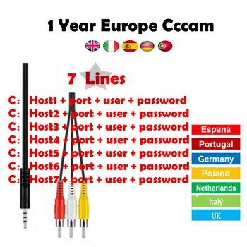 

Europe HD Cable 1 Year 7 lines Cccam For DVB-S2 Satellite Receiver Support Spain / Portugal / Germany/Poland Fast Stable