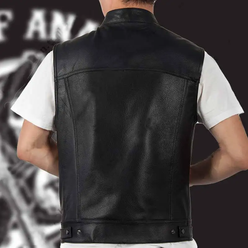 Кожаный жилет с вышивкой «Сыны Анархии»; карнавальный костюм; черный цвет; мотоциклетная куртка без рукавов в стиле рок-панк; куртка в стиле Майя