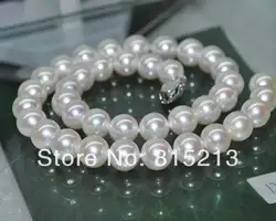 Ddh001182 Природный Редкий белый AAA + 11-12 мм высокий блеск круглый жемчужное ожерелье