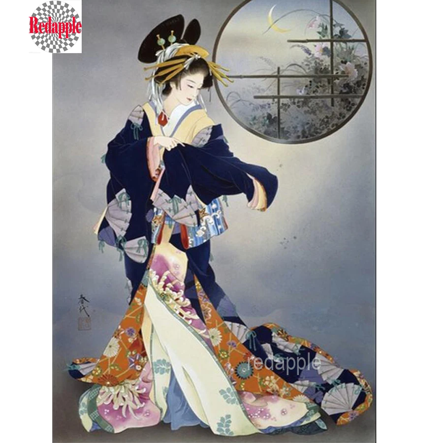 

100% full drill square 5D DIY Diamond Painting Japanese woman Cross Stitch 3d Embroidery new arrival rhinestones mosaic wall art