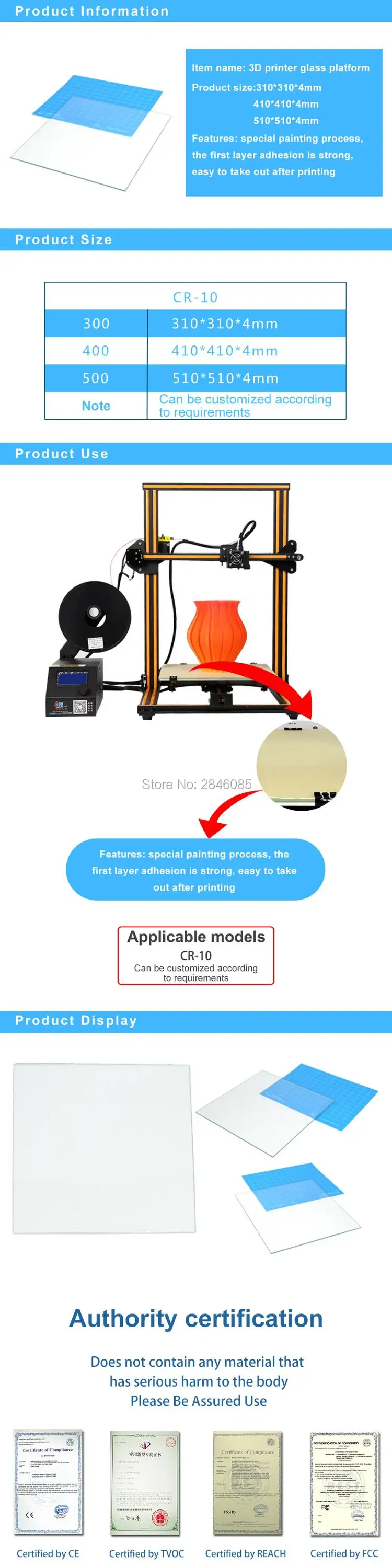 CREALITY 3D волоконная стеклянная платформа с подогревом для Ender-3/Ender-3 Pro/Ender-5/CR-20/CR-20 профессиональный принтер