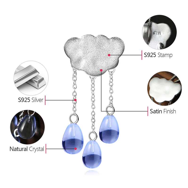 Lotus Fun Real 925 Sterling Silver Natural Handmade Fine Jewelry Ethnic Cloud Long Tassel Pendant without Necklace for Women silver pendant,silver necklace charms