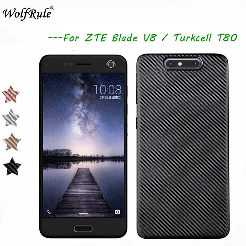 

WolfRule sFor Case ZTE Turkcell T80 Cover Luxury Full Protection Carbon Fiber Brushed Soft Silicone TPU Case For ZTE Blade V8