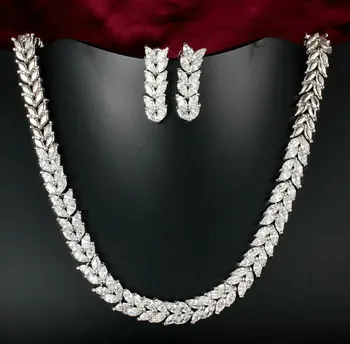 

SINZRY New Arrival fashion Wheat ear design cubic zircon bridal wedding choker necklace earring jewelry sets luxury jewelry