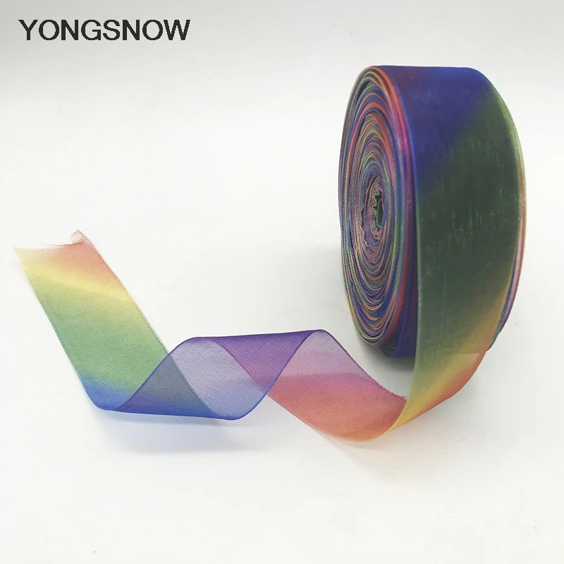 

10Yards Organza Ribbon Magic Rainbow Ribbon Wedding Decoration DIY Craft Handmade Flowers Materials Accessories Xmas Decor