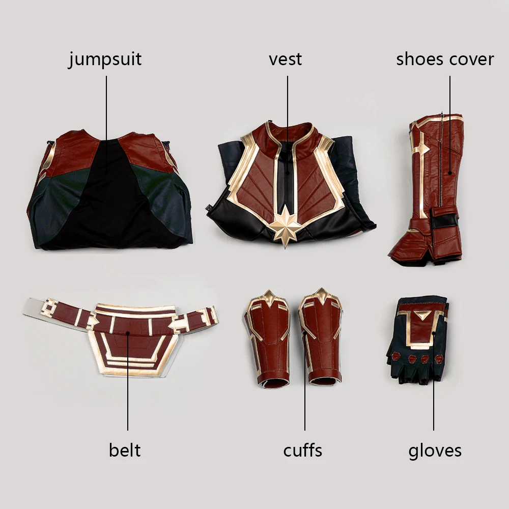 Captain Marvel Cosplay Ms. Marvel Carol Danvers Costume Film Jumpsuit Comics Heroine Halloween For Women Leather Adult Full Set Captain Marvel Cosplay Ms. Marvel Carol Danvers Costume Film Jumpsuit Comics Heroine Halloween For Women Leather Adult Full Set