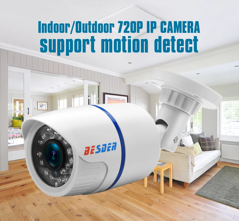 Besder H.264 HD 720P IP камера 1MP Открытый ИК 20 м безопасности Водонепроницаемый ночного видения P2P CCTV IP Cammera ONVIF IR Cut XMEye App