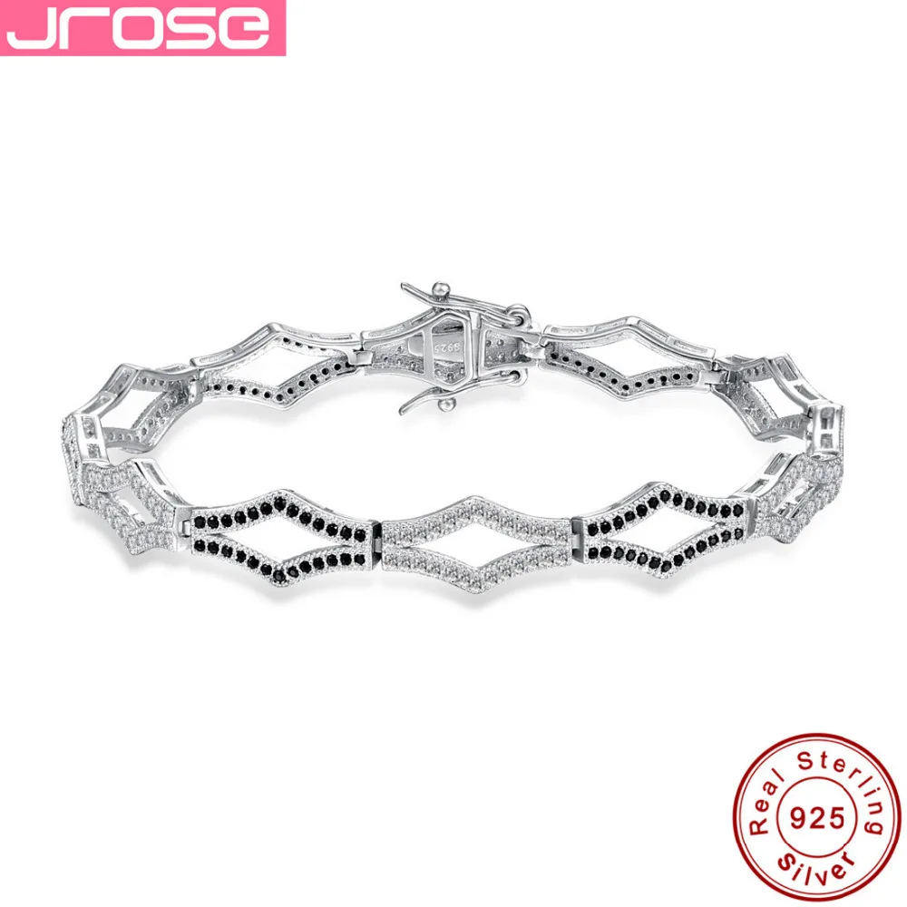 

Jrose18CM Toggle-clasps Solid 925 Sterling Silver ankle Bracelet Pave Setting 12.5CT White CZ 156pcs Black SpinelGift with Box