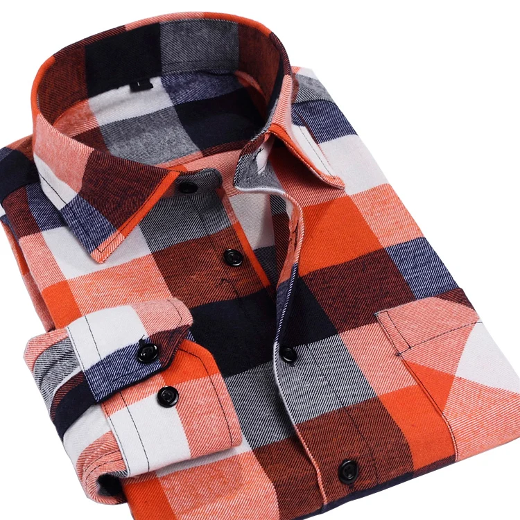 21 colors Top Quality Flannel Mens Shirts Plaid Shirt Slim Fit Casual Long Sleeve Shirt Button