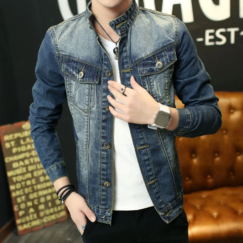 giubbotto jeans uomo collo coreana