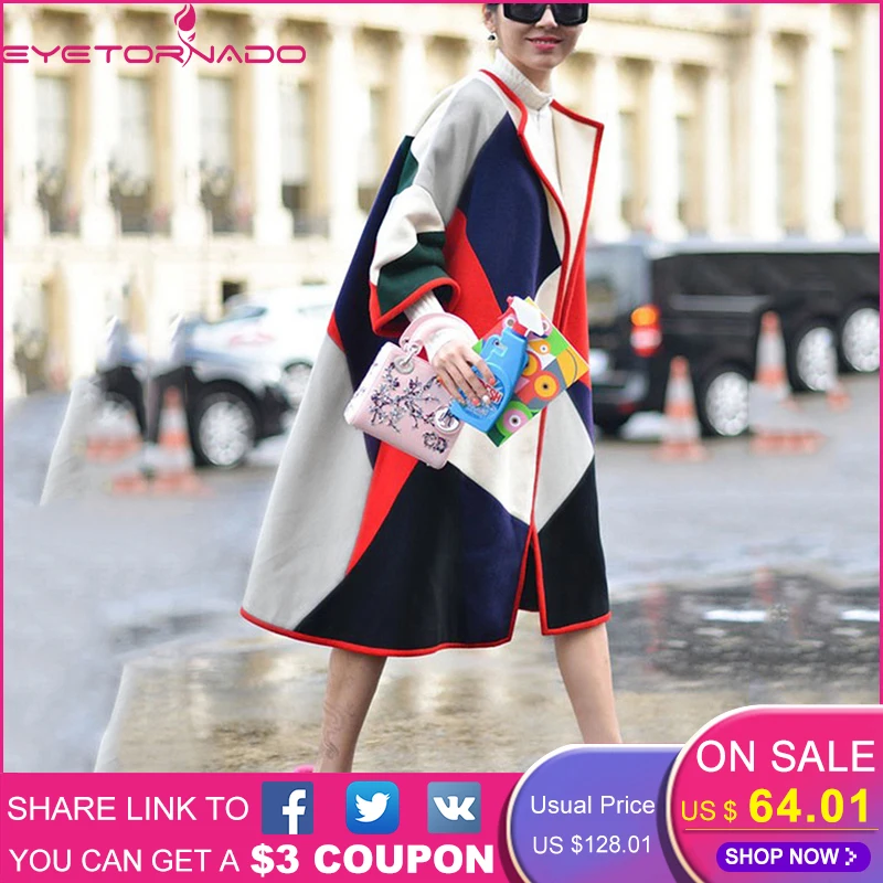 Women Fashion Color Block Print Wool Coat Winter Long Casual Loose Work O Neck Blends Woolen Coat Outerwear High End 61 Women Fashion Color Block Print Wool Coat Winter Long Casual Loose Work O Neck Blends Woolen Coat Outerwear High End 61