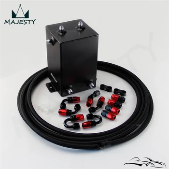 

3L AN6 Fuel Surge Tank 3 Litre Swirl Port +5M Line +AN6 Fittings kit Black