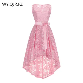 

OML525F#front short and long back Pink Bow Evening Dresses Classmate party dress prom gown wholesale cheap fashion clothing girl