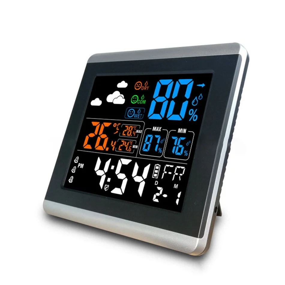 

DC-005 Smart Home Digital Wireless Colorful Screen Clock Weather Station Thermometer Hygrometer Alarm Clock Temperature Gauge