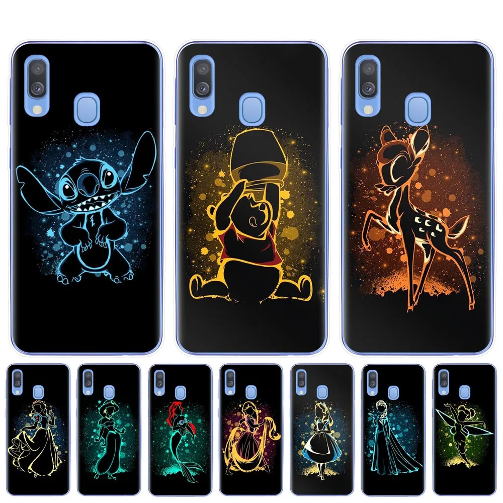 

Cute Snow White Alice Little Mermaid Stitch Bambi Case For Samsung A7 A9 A6 A8 Plus 2018 A10 A20 A30 A40 A50 A70 TPU Phone Cover