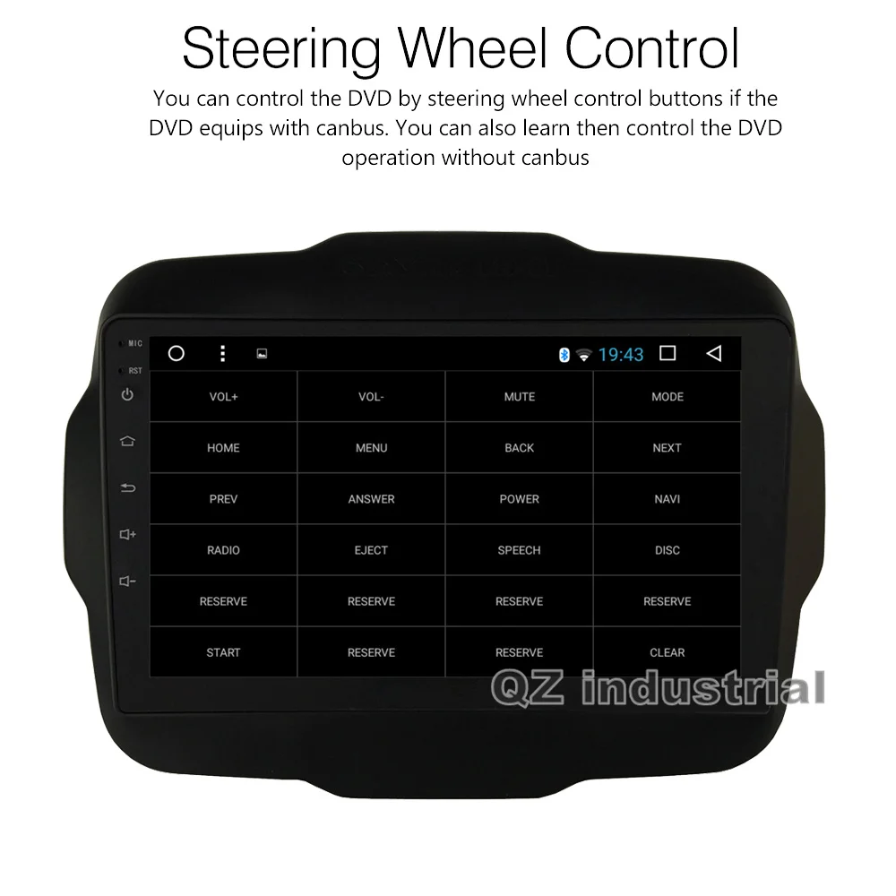 Perfect QZ industrial HD 9" IPS 2.5D Android 8.1 T8 for JEEP RENEGADE Car DVD player with Canbus Radio Navi 3G 4G GPS WIFI BT RDS Map 4