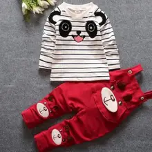 Детская одежда мальчик одежда для маленьких девочек комплект одежды весна и осень милые Детские Комбинезоны Костюм От 1 до 4 лет QHQ023