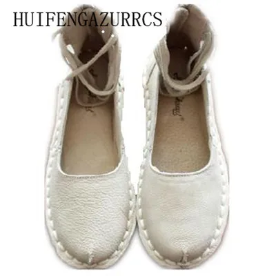 Huifengazurrcs-оригинальный личностные особенности обувь ручной работы Симпсон повязки действительно полная кожа ретро Art с сандалии на плоской п...