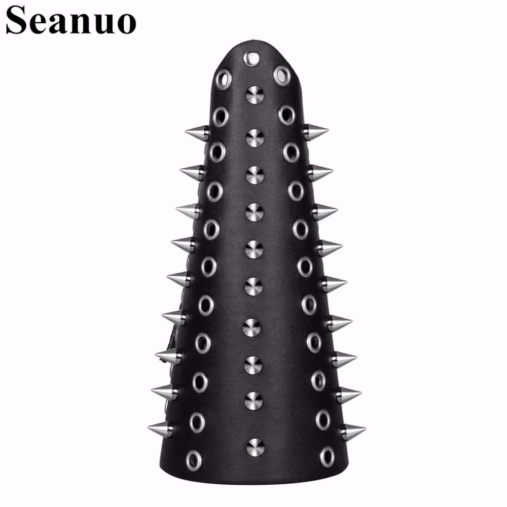 

Seanuo 3 Rows Sharp Stainless Steel Rivet Maximum Wrist Strap Protection Bracelet For Men Punk Hiphop Strong Man Charm Bracelets