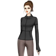 Женский черный топ для фитнеса и йоги с длинными рукавами и карманом на молнии зауженный Топ Для Йоги быстросохнущая дышащая куртка для бега с длинными рукавами