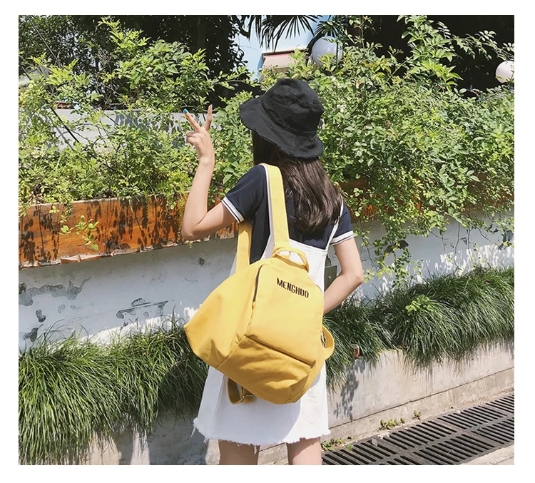 Menghuo Solid Color Multifunctional Bag Canvas Backpack Women Mochila School Bag for Travel Backpacks School Backpack for Girls (26)
