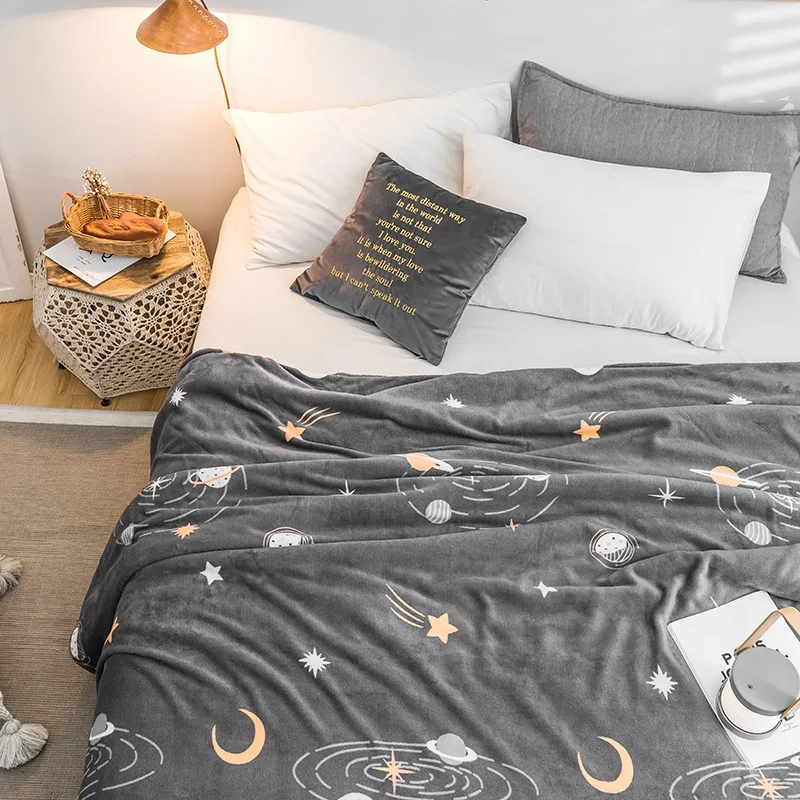 LREA серый безграничное небо коралловый флис одеяло зимние украшения для домашнее постельное белье Детское покрывало на кровать подарок