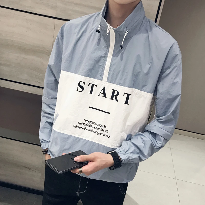 Fashion SpliceLetter Printing Jacket Men Streetwear Sunscreen Jacket Summer Stand Collar Jacket Men Bomber Print Chaqueta Hombre Fashion SpliceLetter Printing Jacket Men Streetwear Sunscreen Jacket Summer Stand Collar Jacket Men Bomber Print Chaqueta Hombre