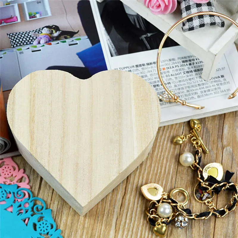 Новое поступление коробка для хранения деревянная в форме сердца ювелирных - Фото №1