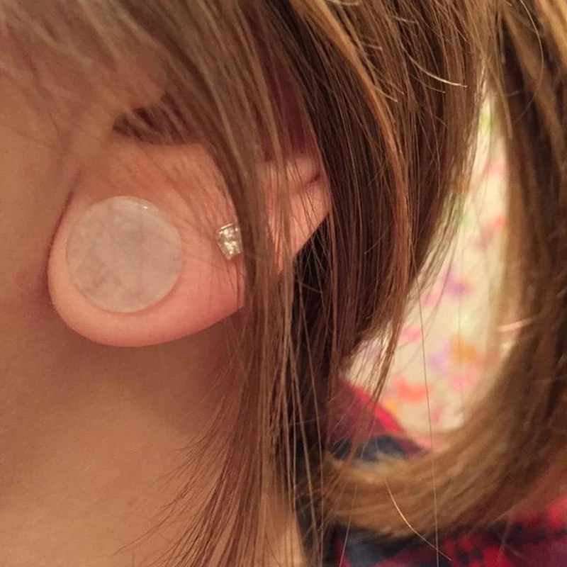 2pcs Shellhard Punk Women Ear Plugs Vinatge Pink Precious Stone Double Flare Flesh Tunnels Gauges Expander Body Piercing Jewelry