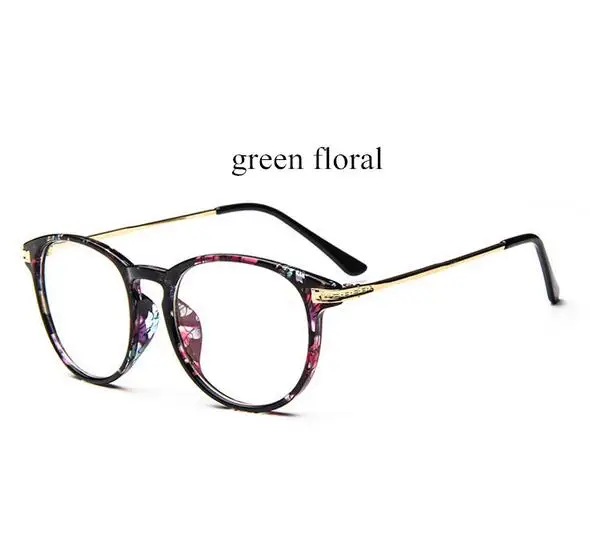 Ретро Круглые Gafas элегантные солнцезащитные очки модные Близорукость Оптические Компьютерные очки оправа простые очки Oculos De Grau Femininos - Цвет оправы: Green Flower