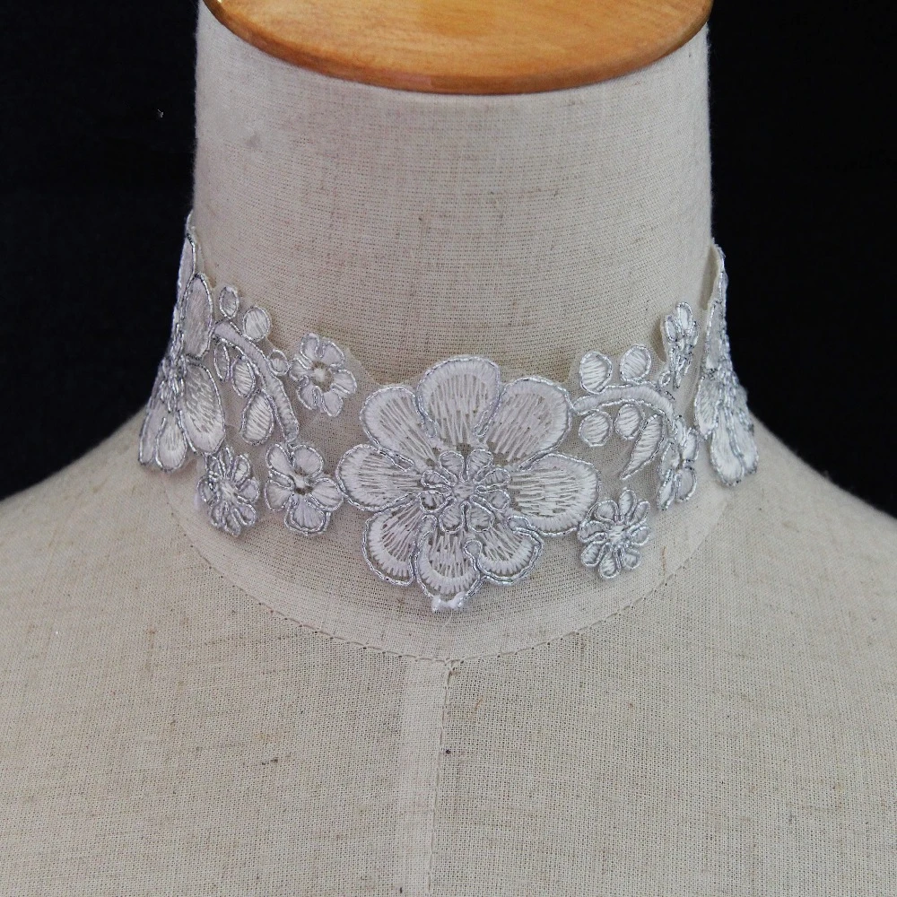 

CirGen Fashion Cute Lace pattern Design Embroider Chunky Bohemia Short Choker Collar Torques Necklace Women Jewelry Item,C74