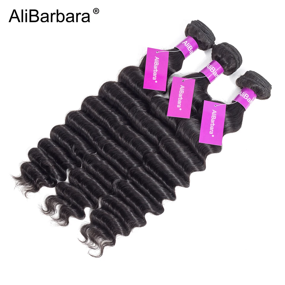 AliBarbara Hair Loose Deep Malaysian Hair Bundles 3pcs 100% Remy Human Hair Weave Extension Natural Black Can be dyed and bleach AliBarbara Hair Loose Deep Malaysian Hair Bundles 3pcs 100% Remy Human Hair Weave Extension Natural Black Can be dyed and bleach