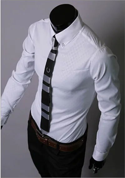 Горячая Распродажа, новинка, высокое качество, мужские дизайнерские рубашки в полоску, повседневные облегающие длинные рубашки, 14 цветов, размер M-5XL - Цвет: white 8