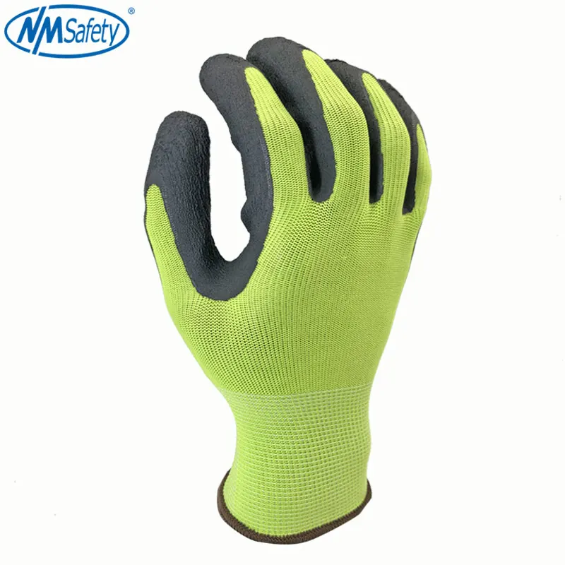 NMSafety Factory direct work gloves foam latex material safety protection gloves 12 pairs/lot European standard - Цвет: NM1350F-YBLK