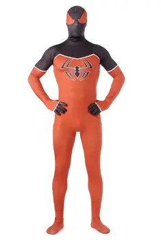 

Hot Sale Adult Full Body Black and Orange Unisex Lycra Spandex Superhero Spiderman Zentai Suits Halloween Party Costume