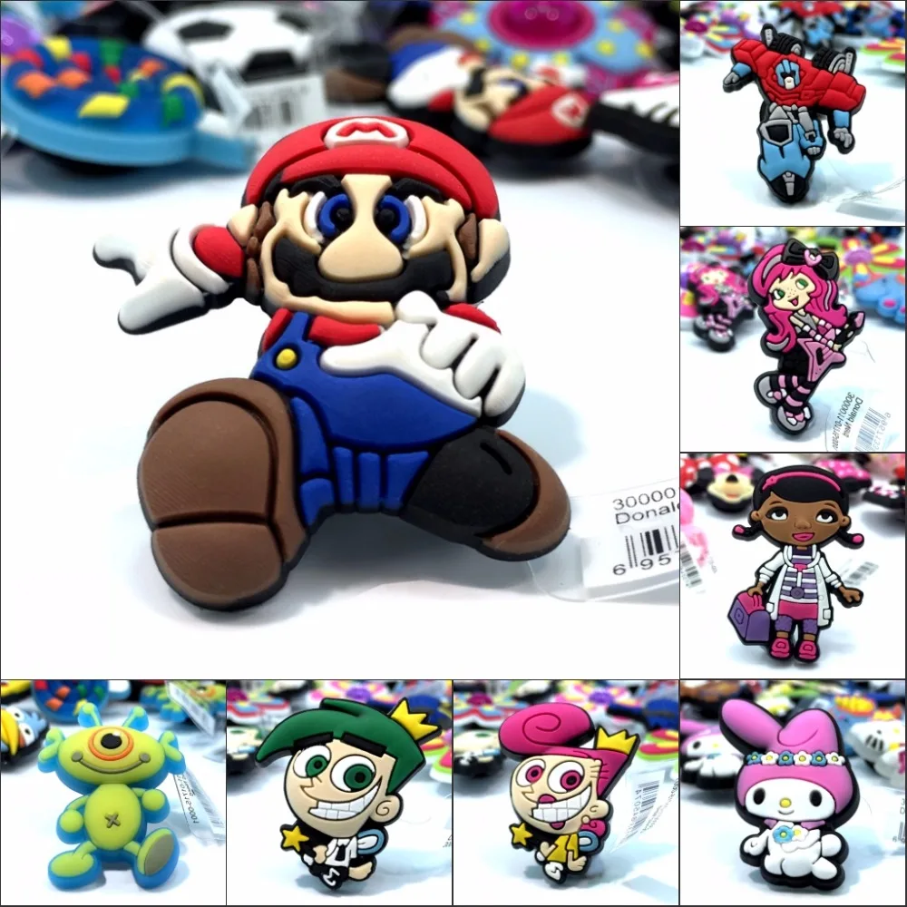 

1pcs Classic Cartoon Figure PVC Shoe Charms Mario High Imitation Shoes Accessories Croc Charms JIBZ Shoe Decor Kids Gift