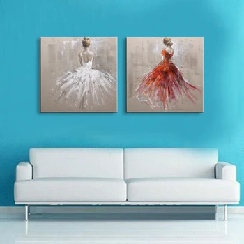 

Oil Painting hand painted Oil Painting on Canvas Abstract Wall Art for Home Decoration Long skirt woman no frame MS-012