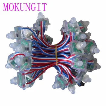 

300pcs T1515 WS2811 12mm 1 led pixel module F8 RGB node IP68 LED RWB string T1515 square outdoor advertising lamp light DC5V 12V