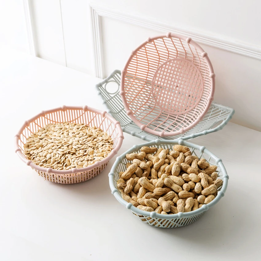 

Creative Rattan Platic Fruit Basket Fruit Plate Snack Tray Candy Food Storage Holder Basket Kitchen Vegetable Storage Container