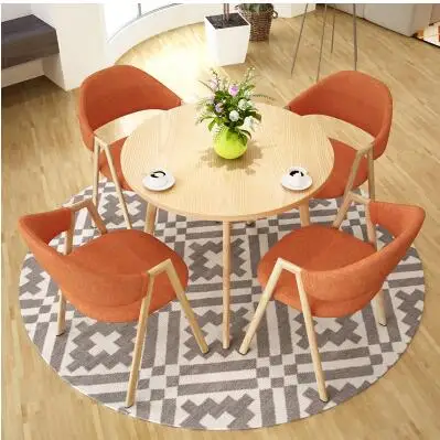 Простой стол для переговоров и стул сочетание офисный Повседневный круглый стол для приема магазин кафе чайный столик - Цвет: 4