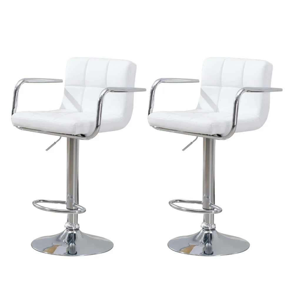 

Samincom 2 pcs Modern Bar Stools PU Leather Swivel Adjustable Hydraulic Counter Stools Square Height Bar Stool