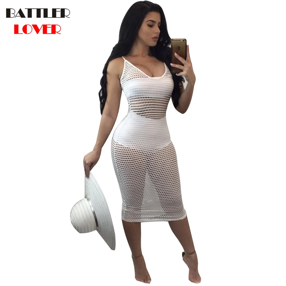 Ladies Summer Beach Dress Midi Dress Women Womens Dresses Robe Femme Ete 2018 Dresses Mesh Beach Women Casual Expansion Clothes