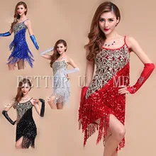 Костюм для латинских танцев, одежда для выступлений, одежда для взрослых с кисточками и блестками, женское платье для латинских танцев по индивидуальному заказу